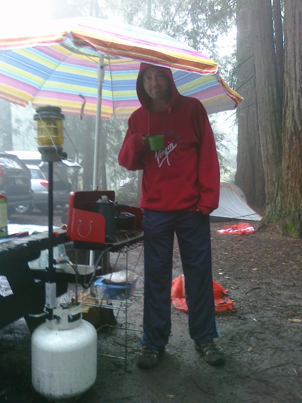 Braving the weather to make tea
